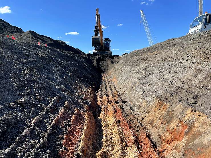 Battered trench excavation before RCP bedding