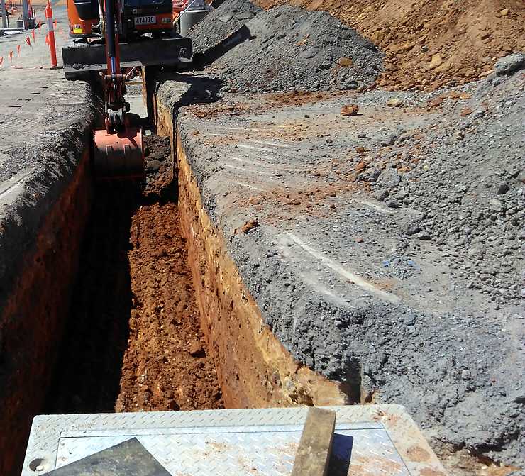 Combined service route trenching
