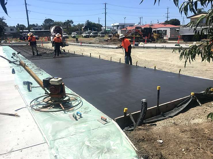 Concrete hardstand being poured