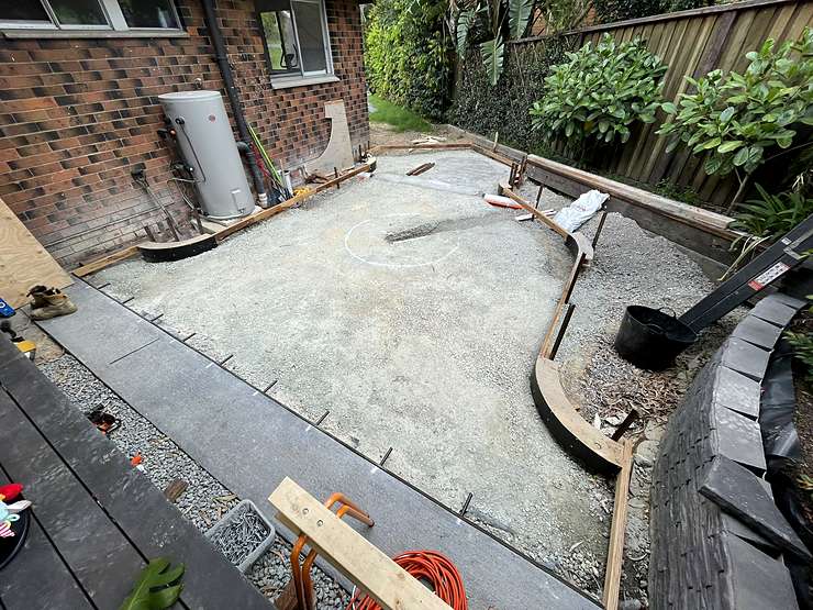 Concrete preparation for paved area