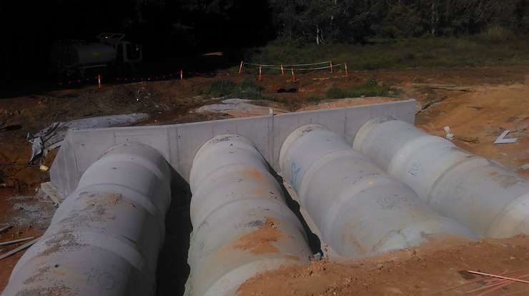 FRP headwall stripped and ready for backfill