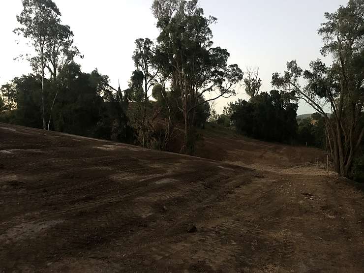 Hilly area cleared and graded